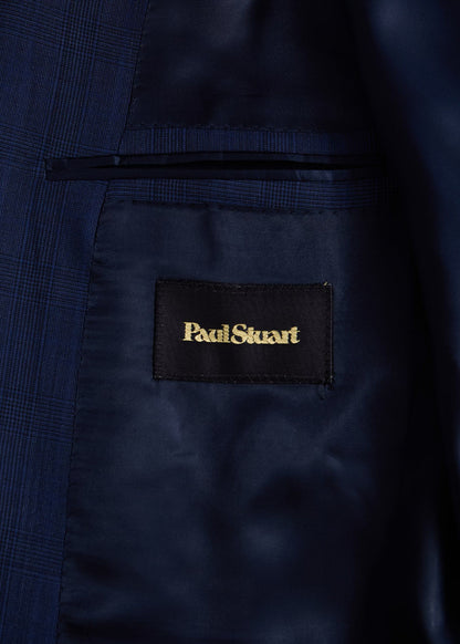 All Year Wool Plaid Suit Mid Blue - Paul Stuart