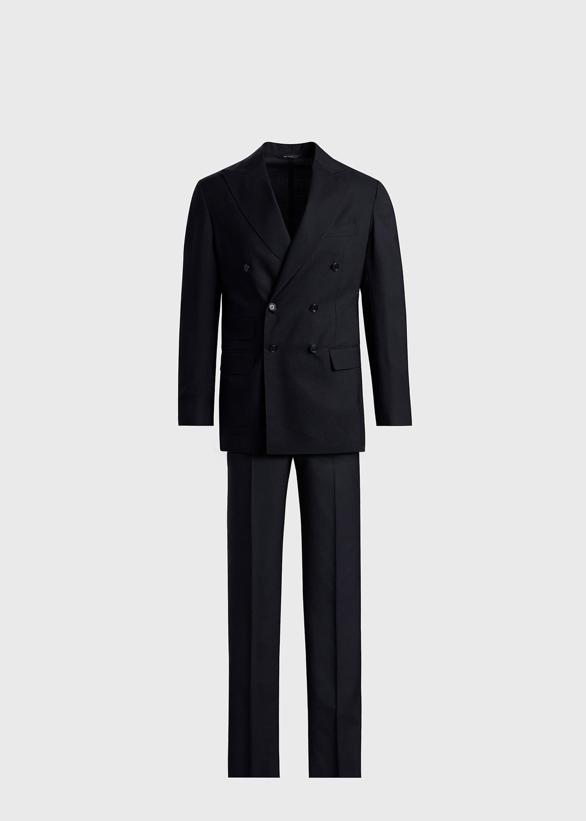 All Year Wool Double Breasted Suit Black - Paul Stuart