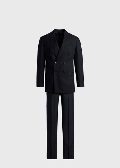 All Year Wool Double Breasted Suit Black - Paul Stuart