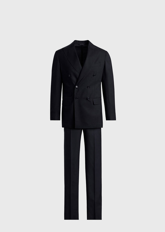 All Year Wool Double Breasted Suit Black - Paul Stuart