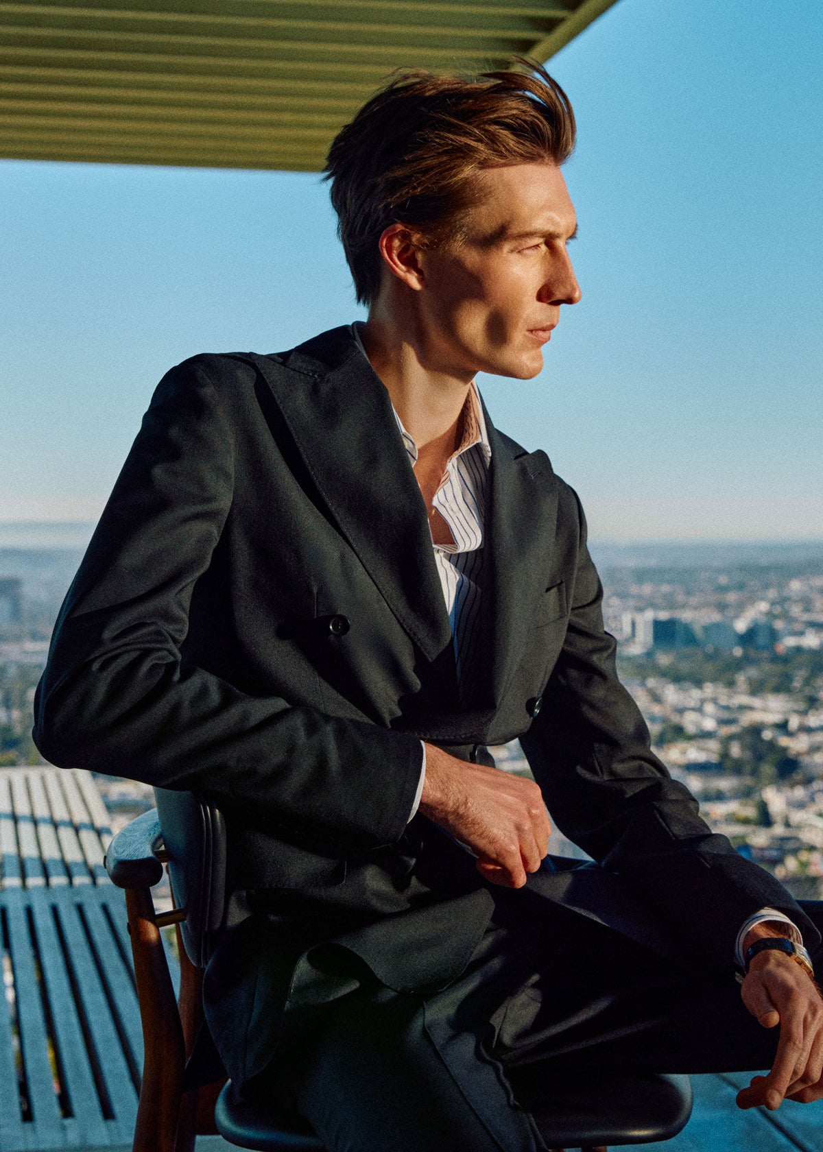 All Year Wool Double Breasted Suit Black - Paul Stuart