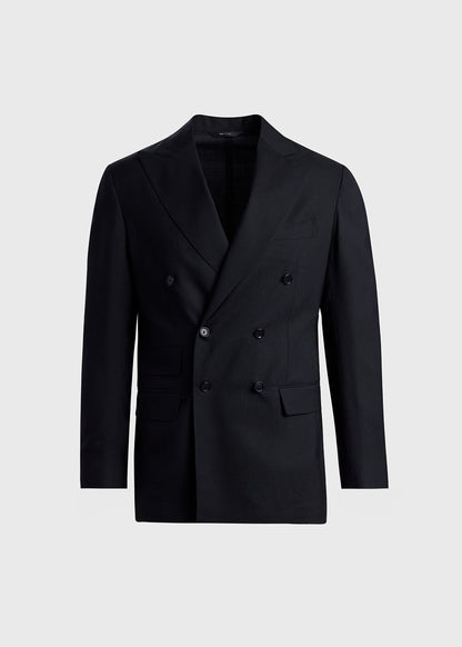 All Year Wool Double Breasted Suit Black - Paul Stuart