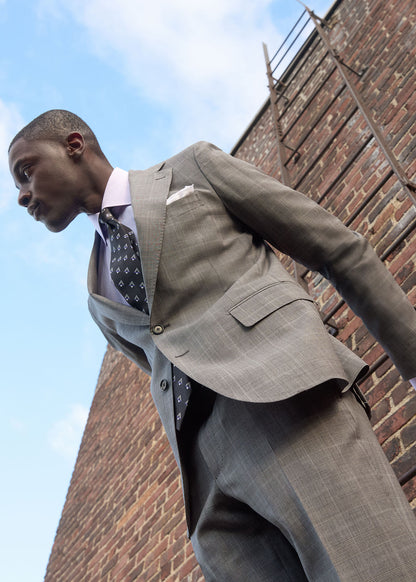 Plaid Super 130s Wool Suit Grey - Paul Stuart