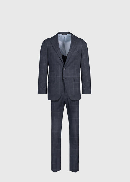 All Year Wool Windowpane Suit Grey - Paul Stuart