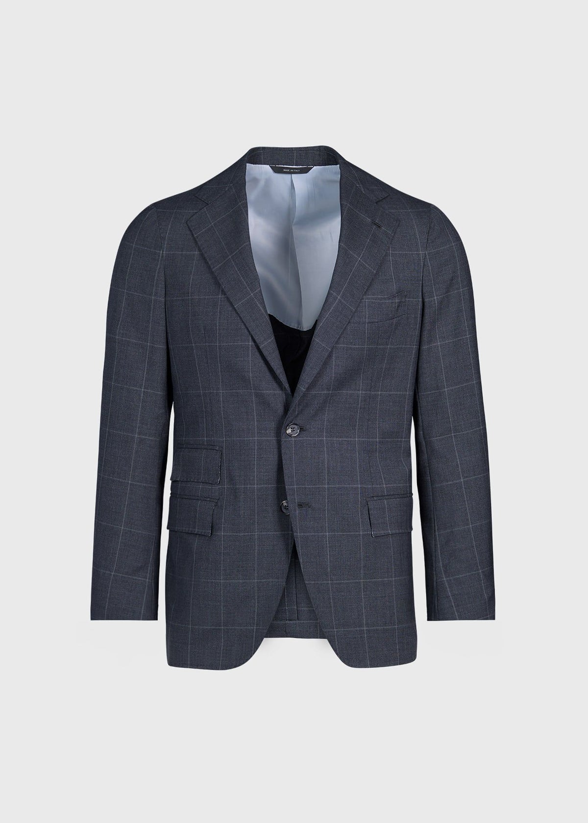 All Year Wool Windowpane Suit Grey - Paul Stuart