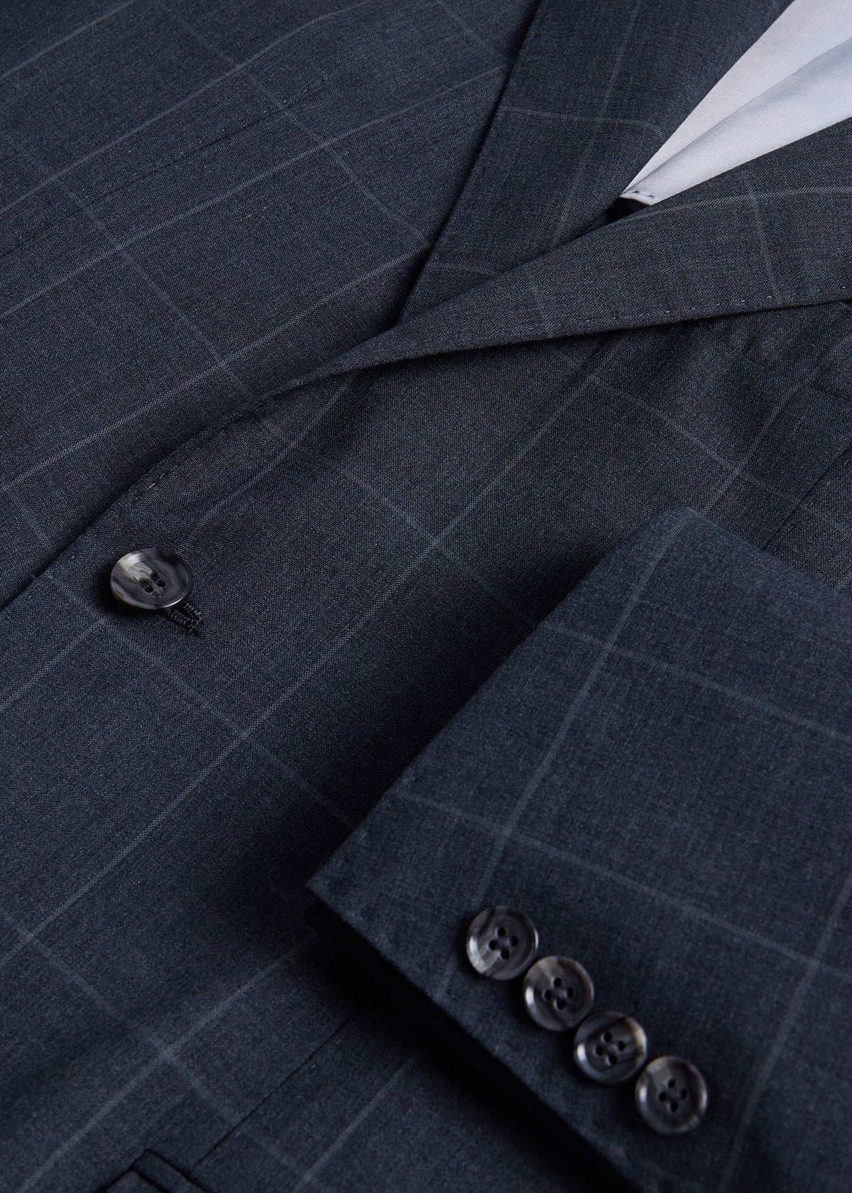 All Year Wool Windowpane Suit Grey - Paul Stuart