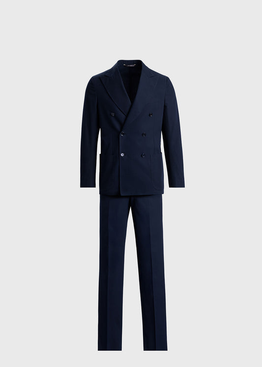 All Year Cotton Double Breasted Suit Navy - Paul Stuart