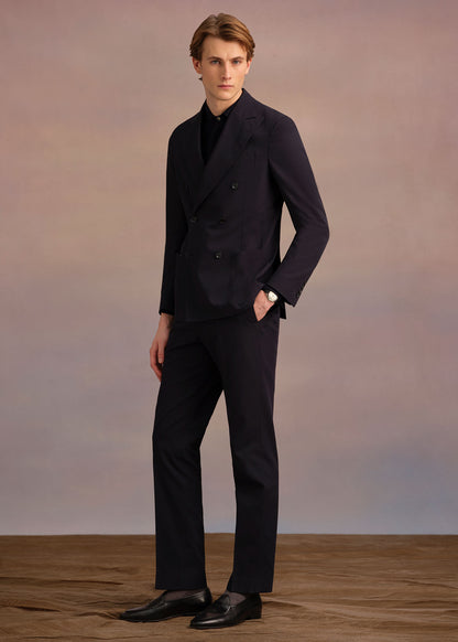 All Year Cotton Double Breasted Suit Navy - Paul Stuart