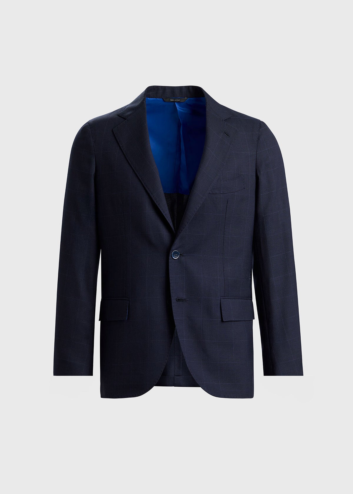 Wool Windowpane Suit Navy - Paul Stuart