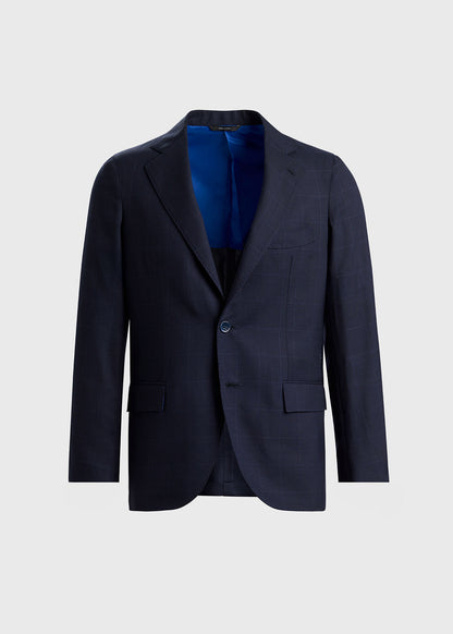Wool Windowpane Suit Navy - Paul Stuart