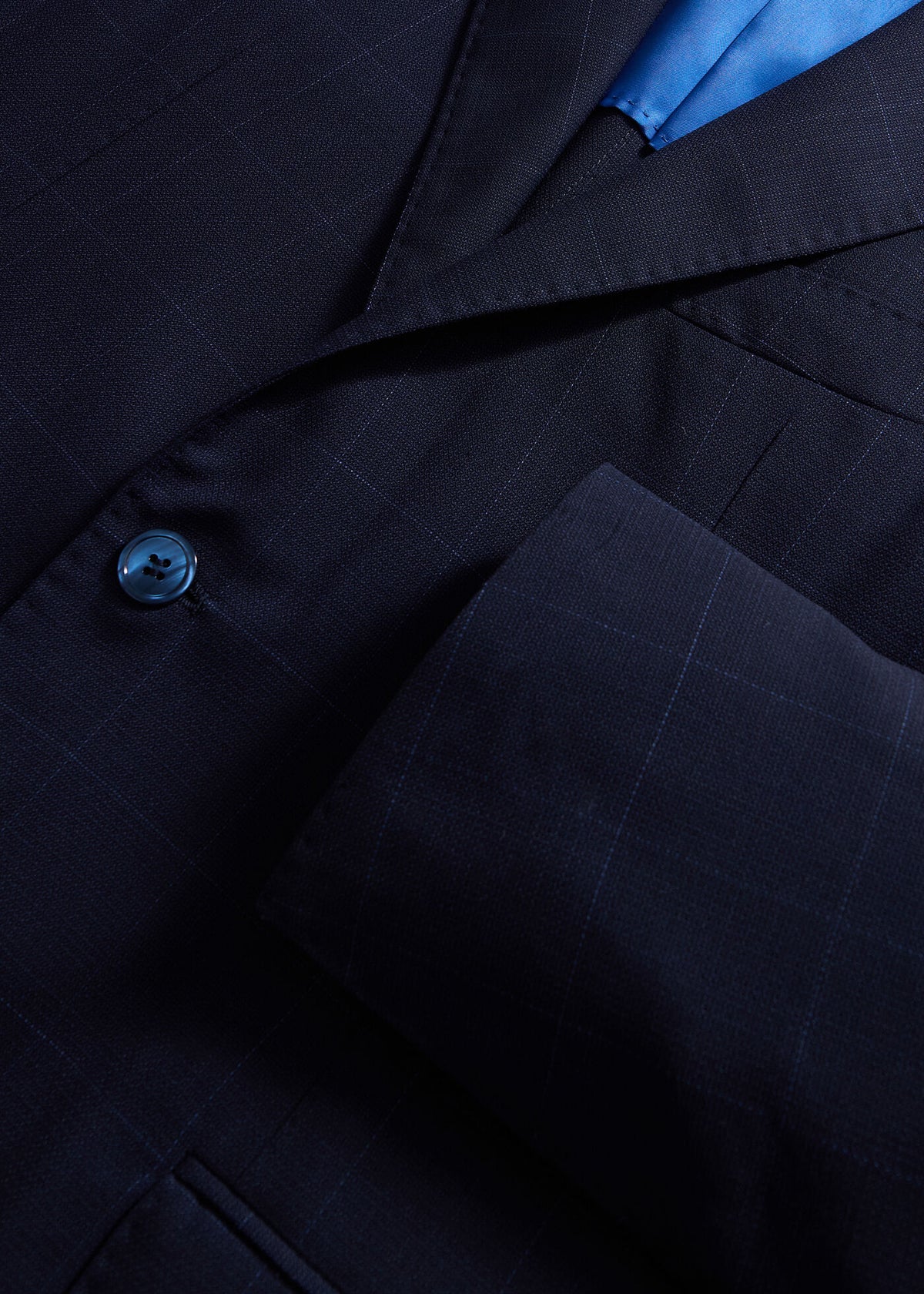 Wool Windowpane Suit Navy - Paul Stuart