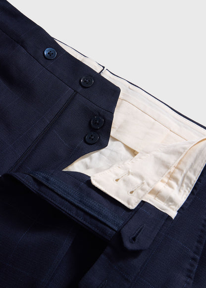 Wool Windowpane Suit Navy - Paul Stuart