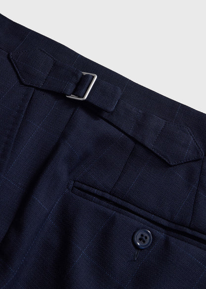 Wool Windowpane Suit Navy - Paul Stuart