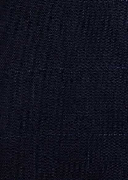 Wool Windowpane Suit Navy - Paul Stuart