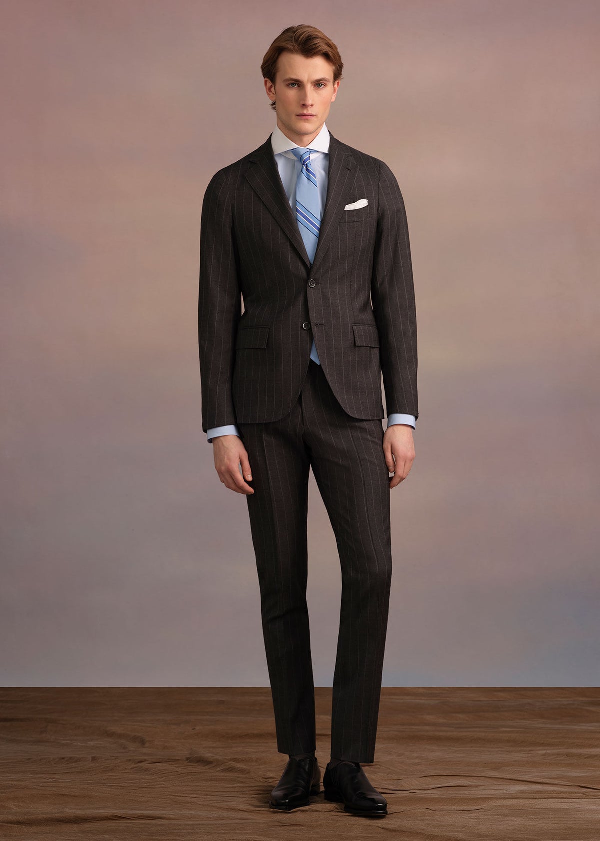 All Year Wool Stripe Suit Grey - Paul Stuart