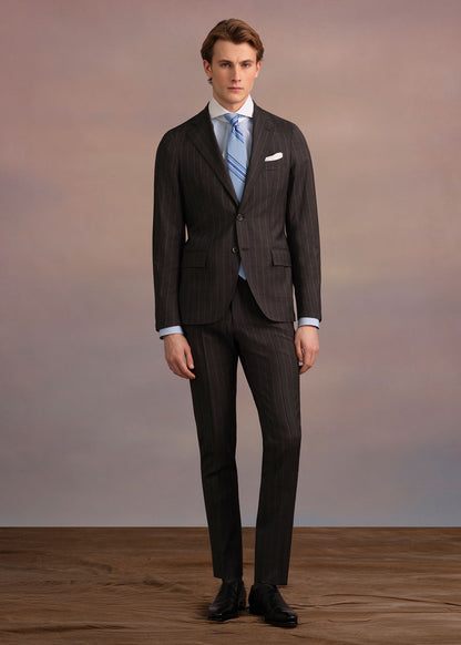 All Year Wool Stripe Suit Grey - Paul Stuart