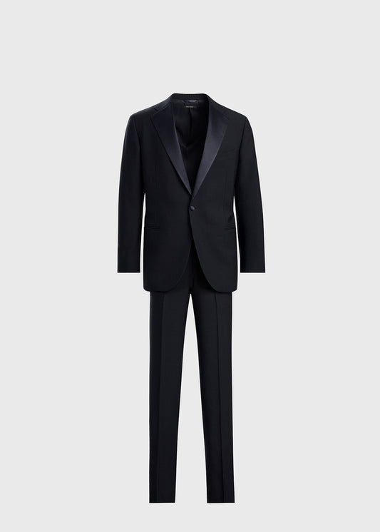 All Year Wool Tuxedo with Satin Notch Lapel Black - Paul Stuart