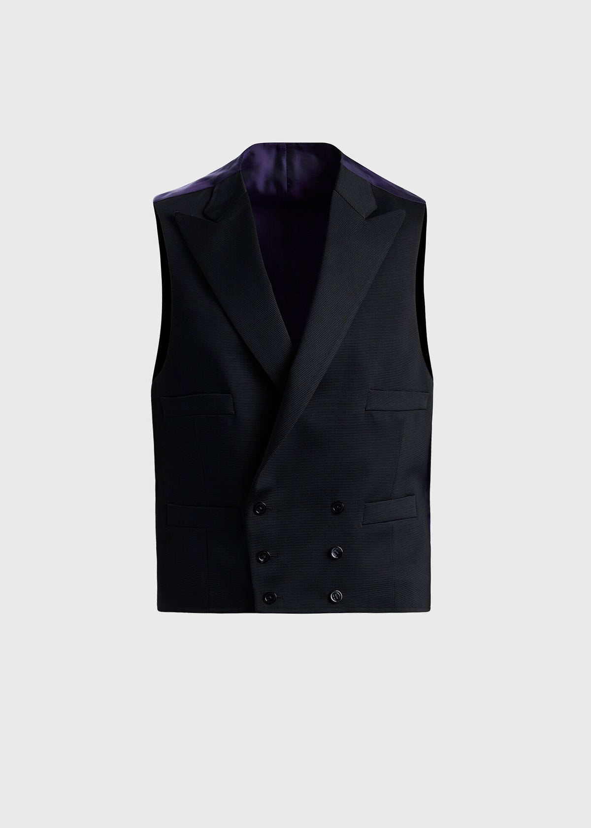 Grosgrain Double Breasted Formal Vest Black - Paul Stuart