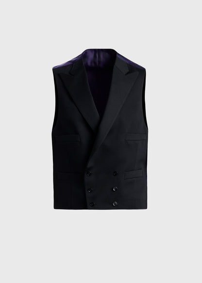 Grosgrain Double Breasted Formal Vest Black - Paul Stuart
