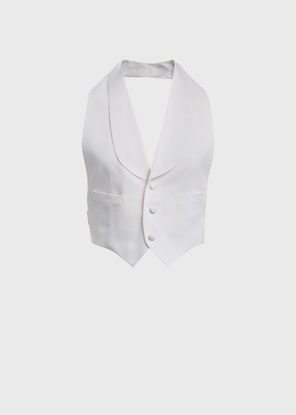 Horizontal Grosgrain Vest Ivory - Paul Stuart