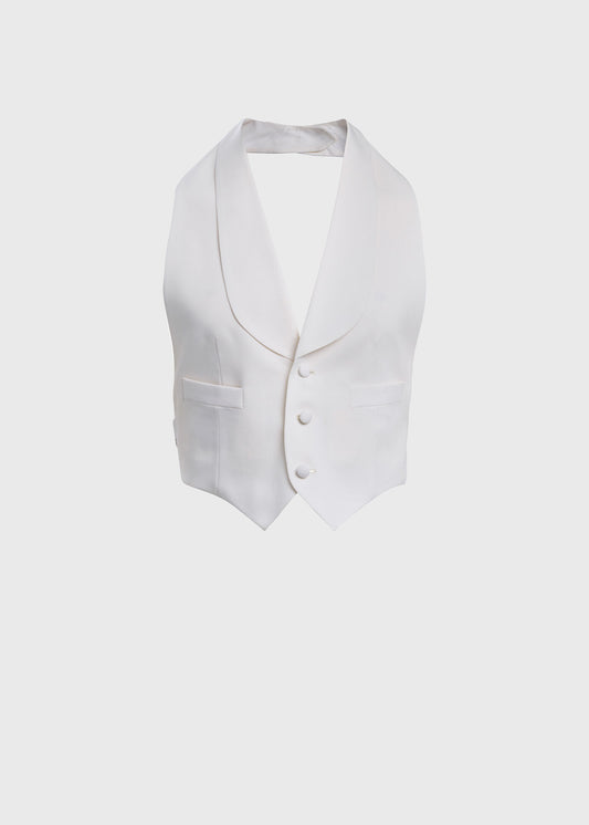 Horizontal Grosgrain Vest Ivory - Paul Stuart