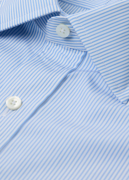 Pencil Stripe Spread Collar Dress Shirt Blue/White - Paul Stuart