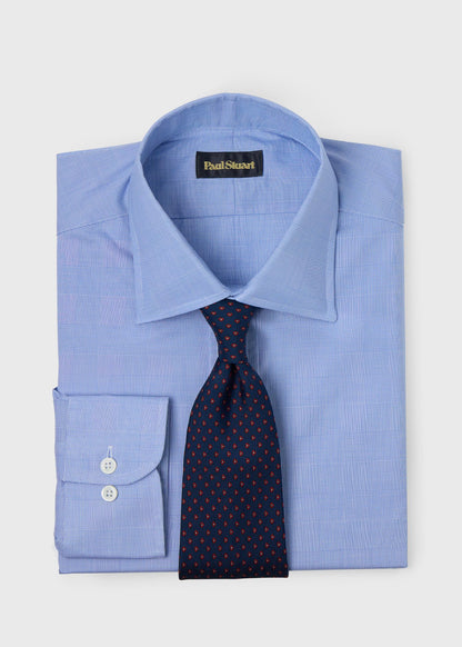 Glen Plaid Spread Collar Dress Shirt Blue - Paul Stuart