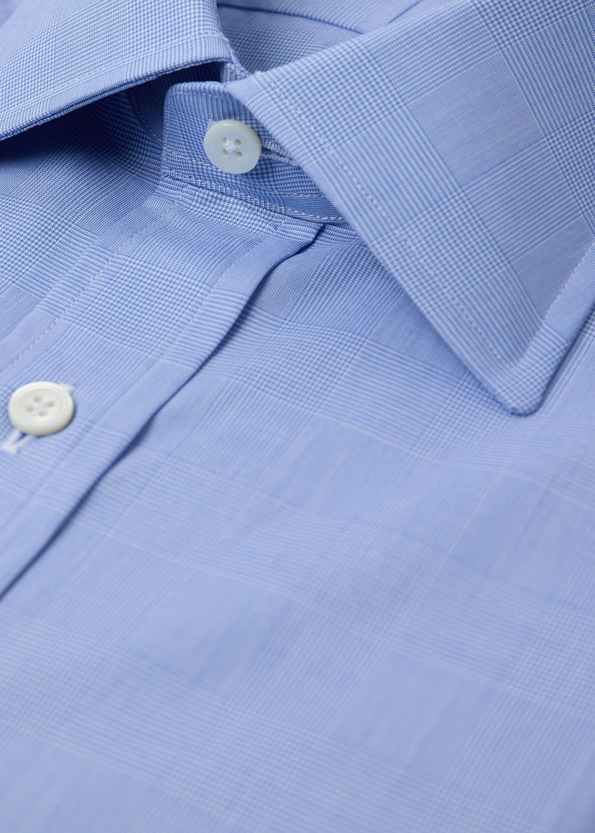 Glen Plaid Spread Collar Dress Shirt Blue - Paul Stuart