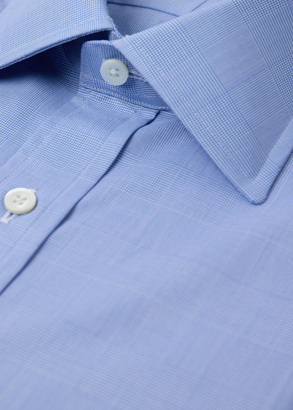 Glen Plaid Spread Collar Dress Shirt Blue - Paul Stuart