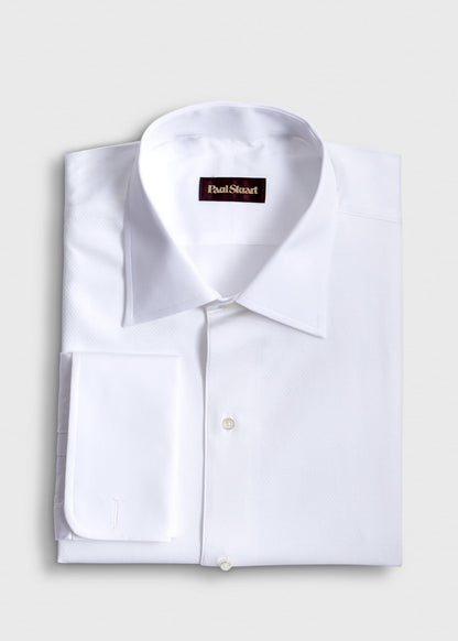 Piqué Bib Front Cotton Formal Shirt White - Paul Stuart
