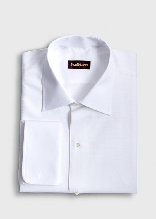 Piqué Bib Front Cotton Formal Shirt White - Paul Stuart