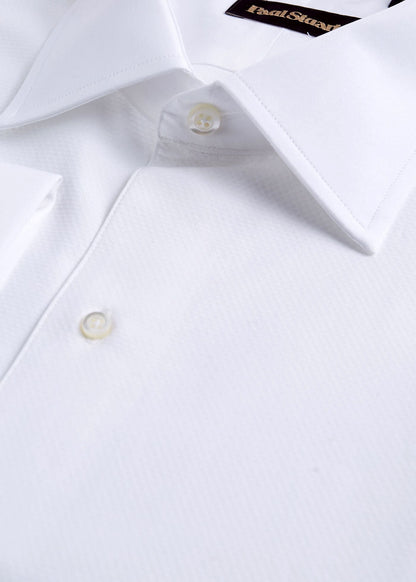 Piqué Bib Front Cotton Formal Shirt White - Paul Stuart
