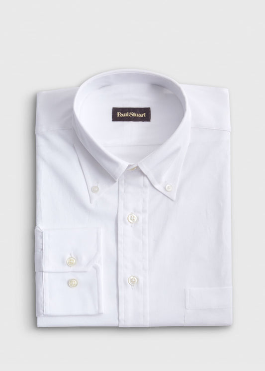 Super 140s Cotton Button Down Collar Dress Shirt White - Paul Stuart