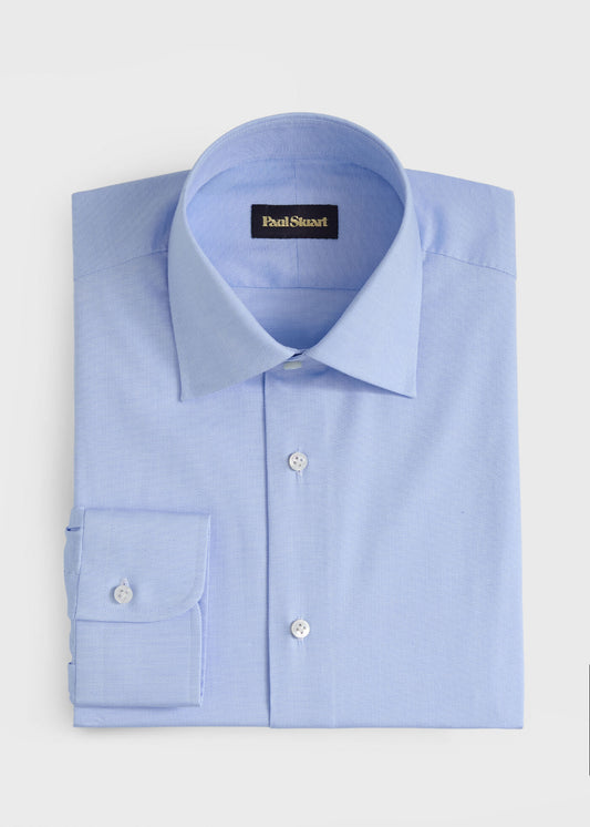 Hand-Finished Honeycomb Pattern Dress Shirt Blue - Paul Stuart