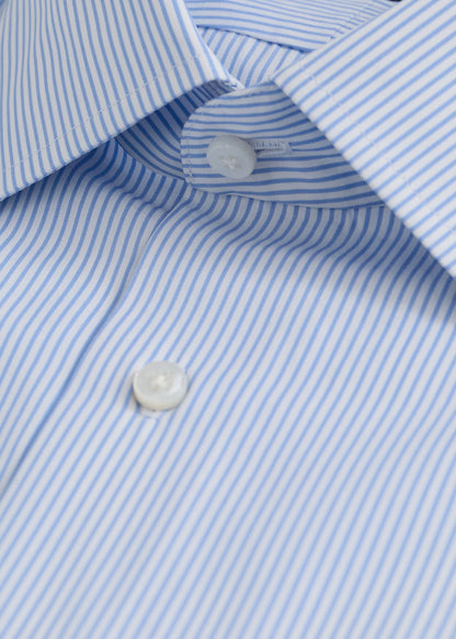 Hand-Finished Stripe Dress Shirt Light Blue/White - Paul Stuart