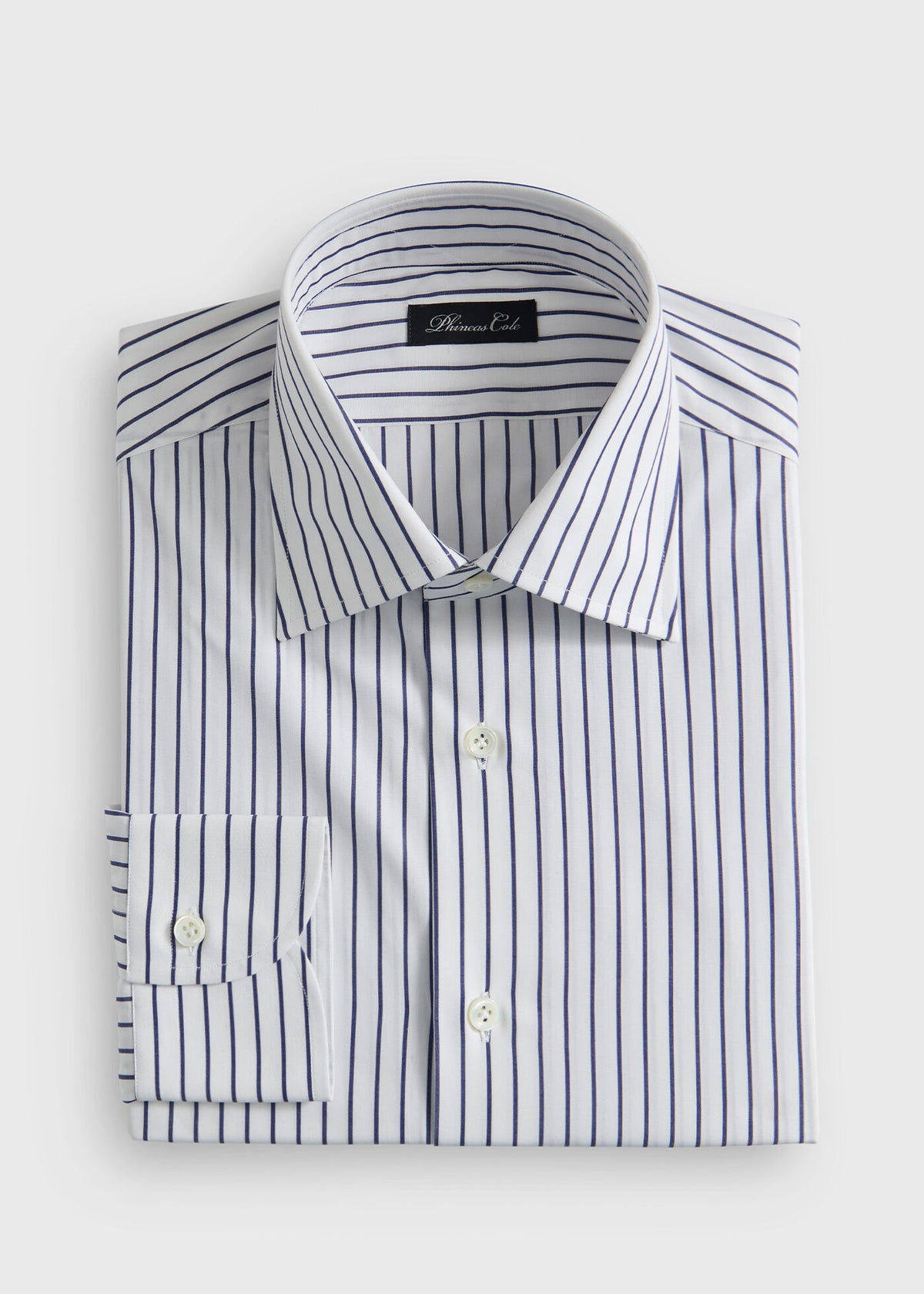 Cotton Stripe Dress Shirt White/Blue - Paul Stuart