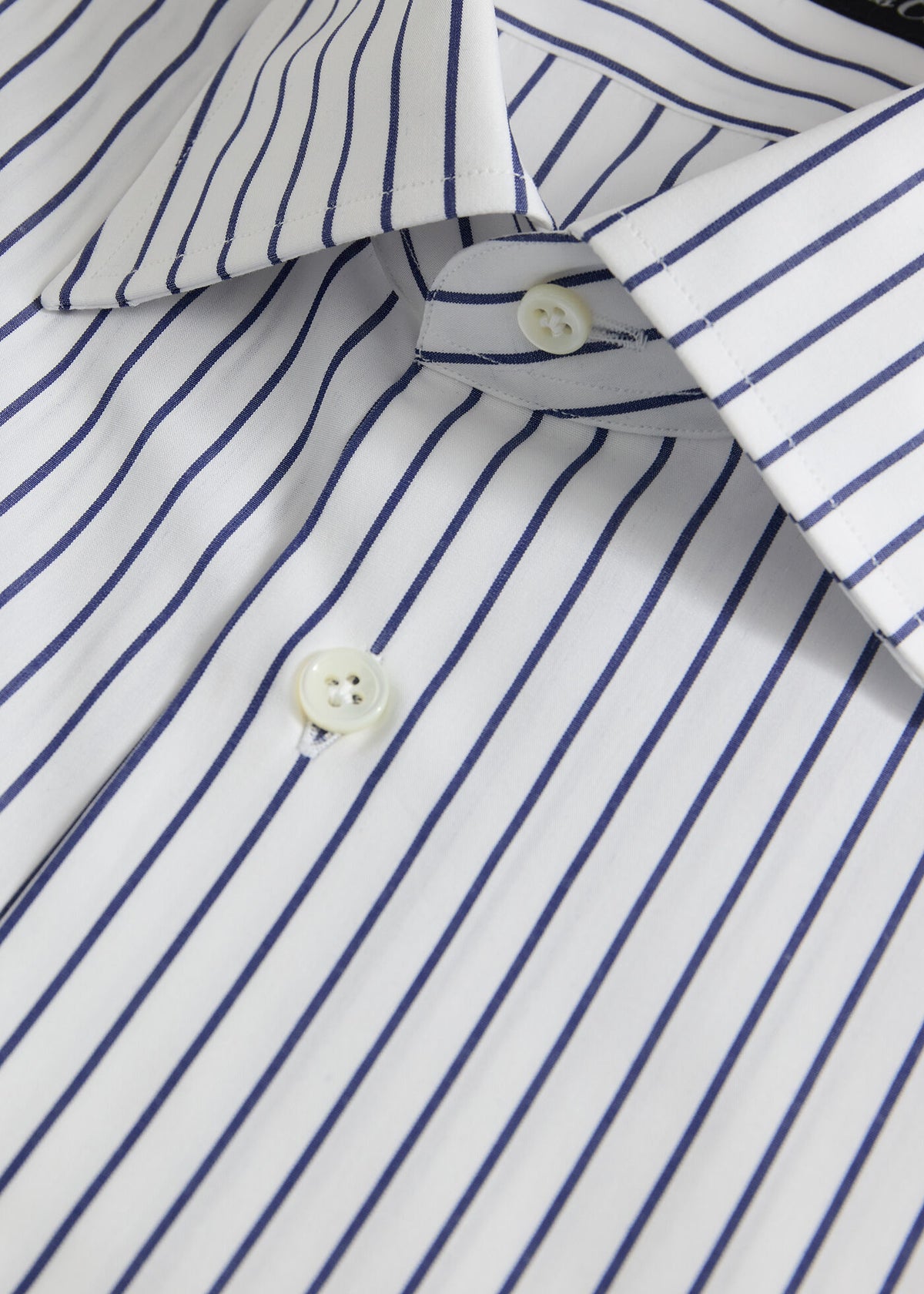 Cotton Stripe Dress Shirt White/Blue - Paul Stuart