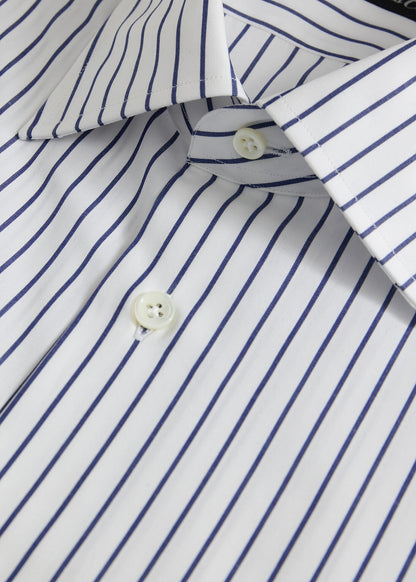 Cotton Stripe Dress Shirt White/Blue - Paul Stuart
