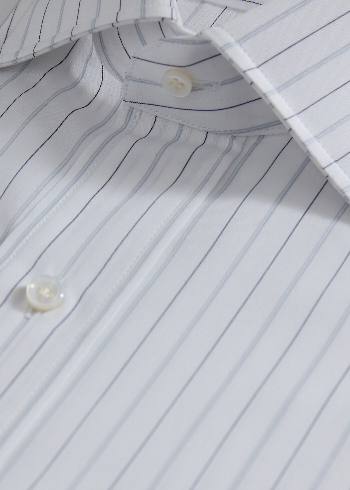Cotton Deco Stripe Dress Shirt White/Silver - Paul Stuart