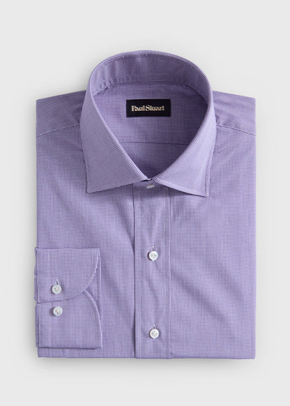 Tonal Plaid Dress Shirt Lavender - Paul Stuart