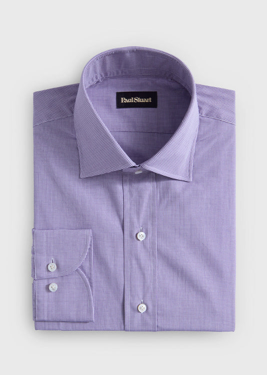 Tonal Plaid Dress Shirt Lavender - Paul Stuart