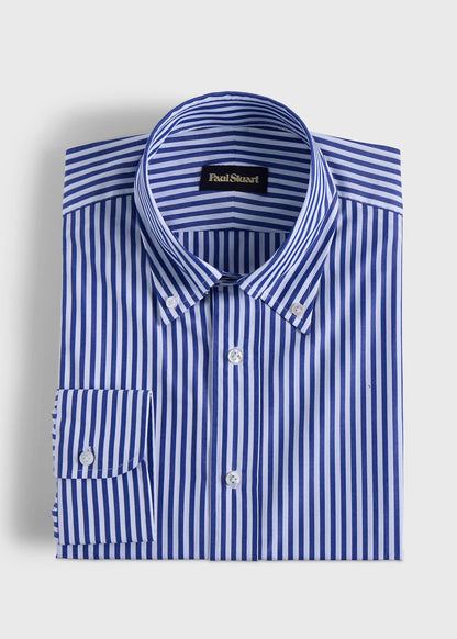 Bengal Stripe Button Down Dress Shirt Navy - Paul Stuart