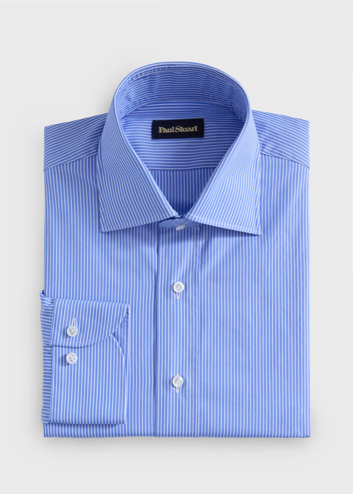 Cotton Stripe Dress Shirt Mid Blue - Paul Stuart