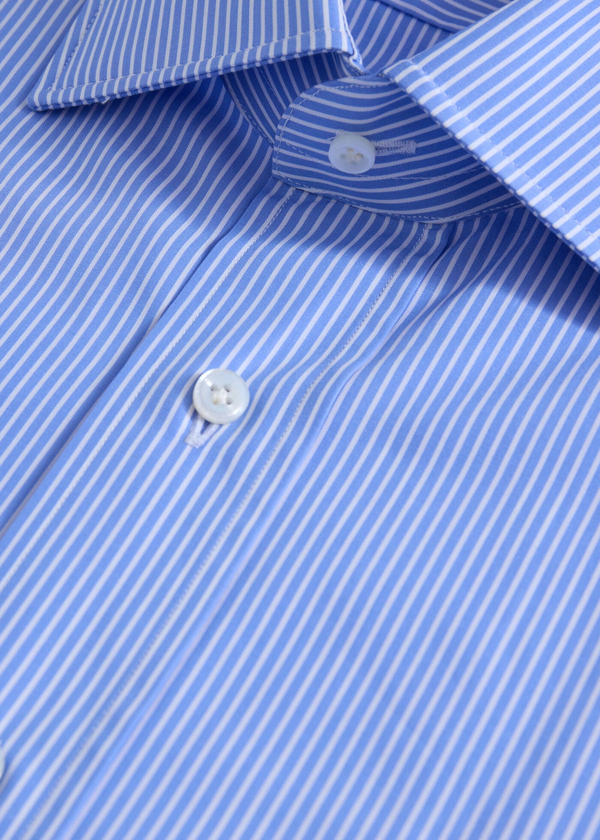 Cotton Stripe Dress Shirt Mid Blue - Paul Stuart