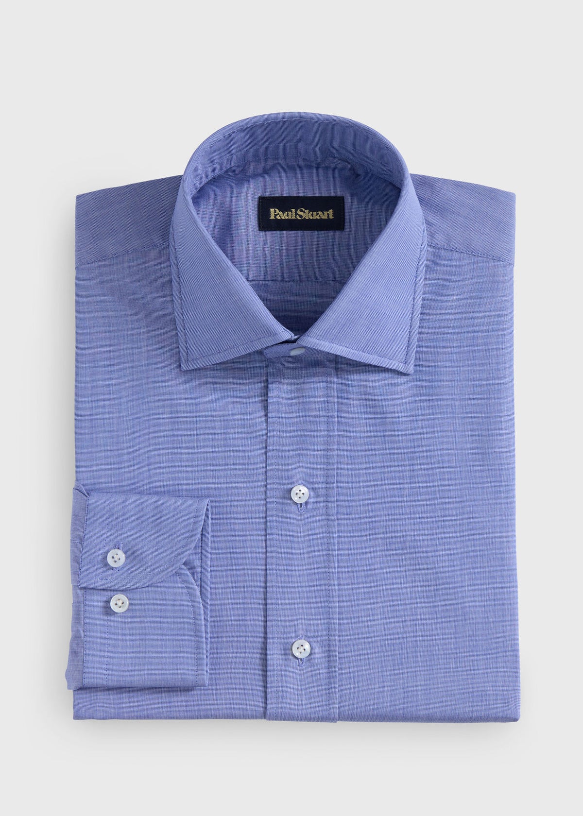 Cotton End on End Dress Shirt Blue - Paul Stuart