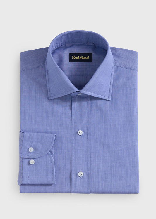 Cotton End on End Dress Shirt Blue - Paul Stuart