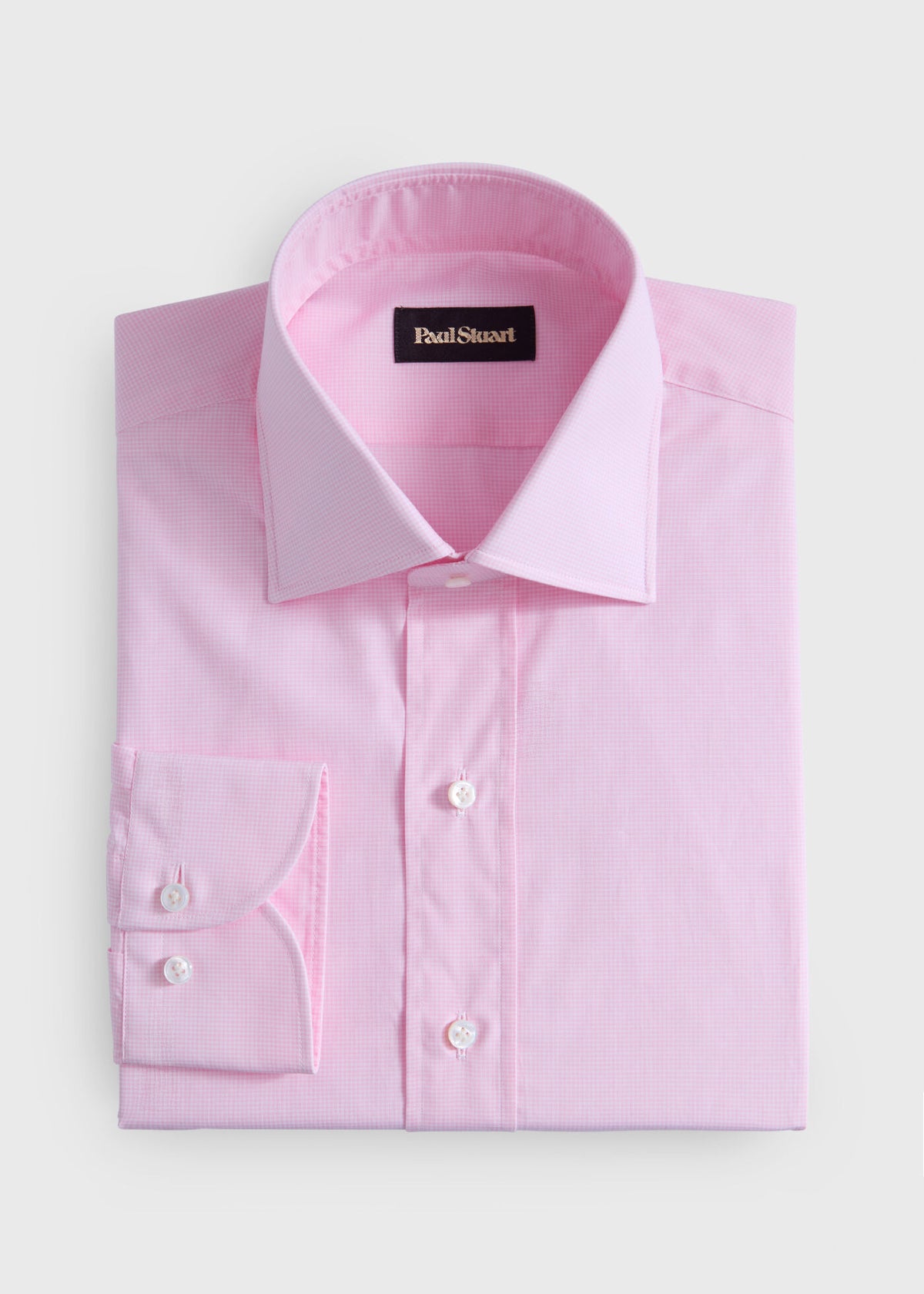 Mini Check Dress Shirt Pink - Paul Stuart