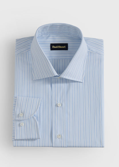 Cotton Deco Stripe Dress Shirt Light Blue/White - Paul Stuart