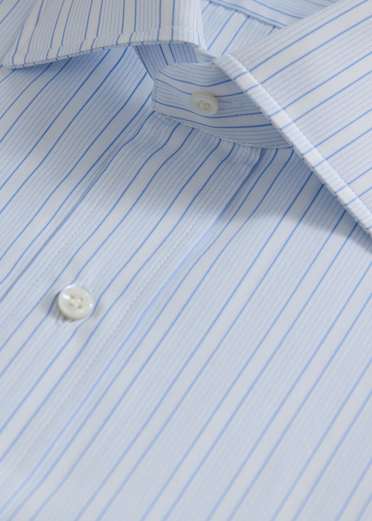 Cotton Deco Stripe Dress Shirt Light Blue/White - Paul Stuart