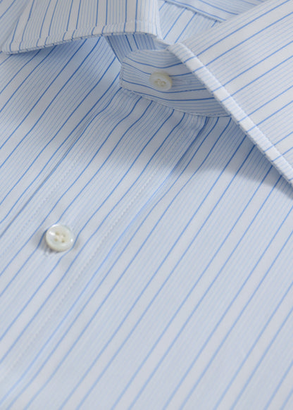 Cotton Deco Stripe Dress Shirt Light Blue/White - Paul Stuart